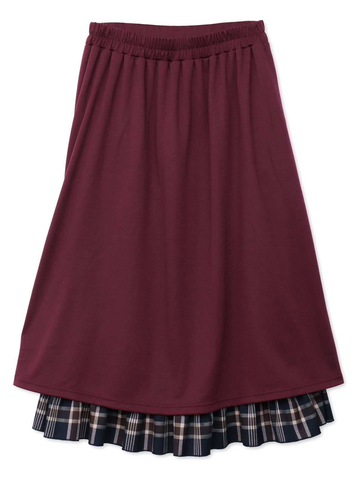 【雅結 -YuU-】“白ウサギと黒ネコ”チェック切替ロングスカート