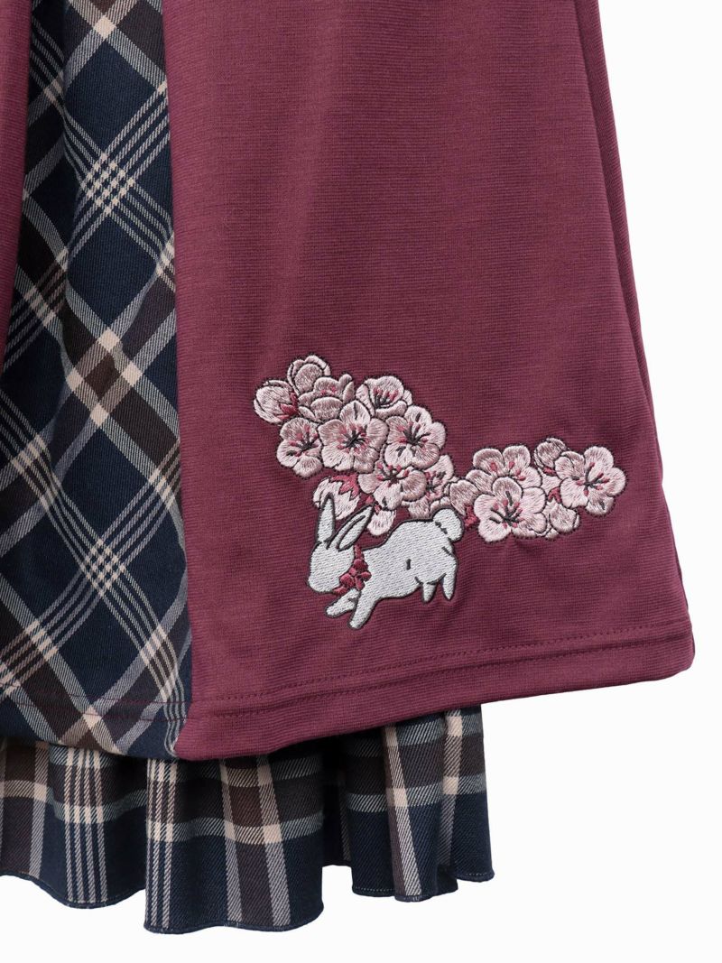 【雅結 -YuU-】“白ウサギと黒ネコ”チェック切替ロングスカート