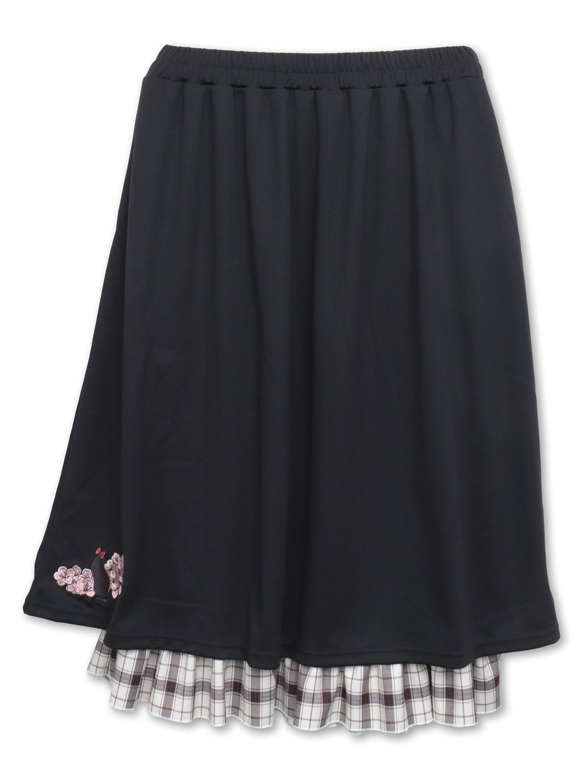 【雅結 -YuU-】“白ウサギと黒ネコ”チェック切替ロングスカート