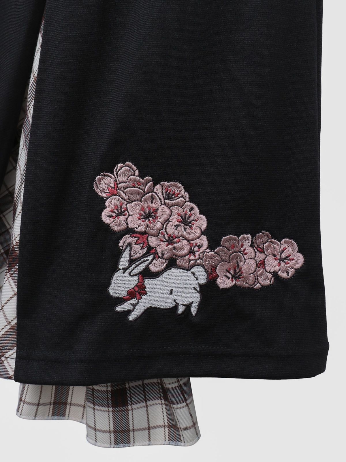 【雅結 -YuU-】“白ウサギと黒ネコ”チェック切替ロングスカート