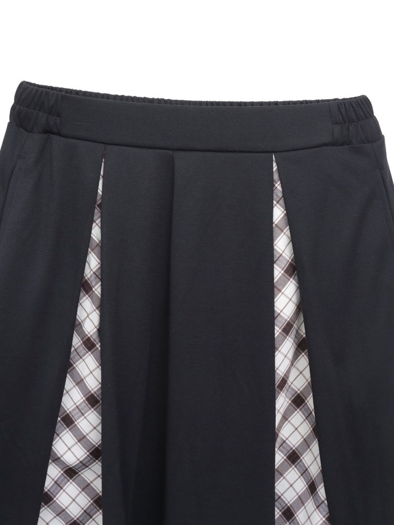 【雅結 -YuU-】“白ウサギと黒ネコ”チェック切替ロングスカート