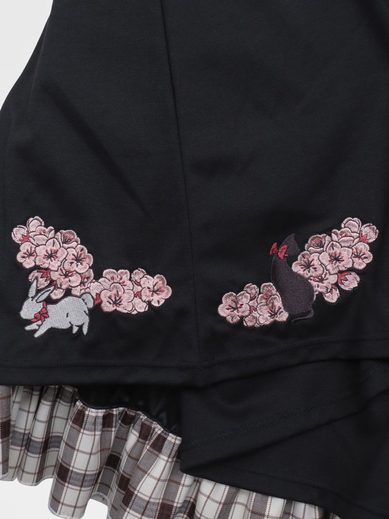 【雅結 -YuU-】“白ウサギと黒ネコ”チェック切替ロングスカート