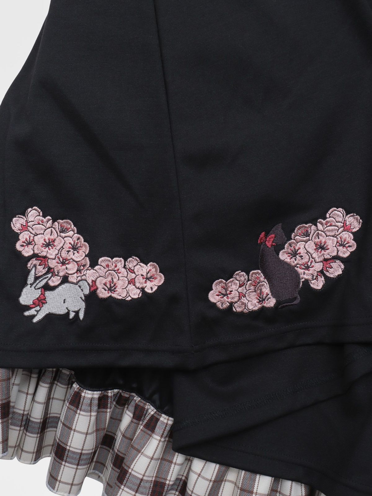 【雅結 -YuU-】“白ウサギと黒ネコ”チェック切替ロングスカート