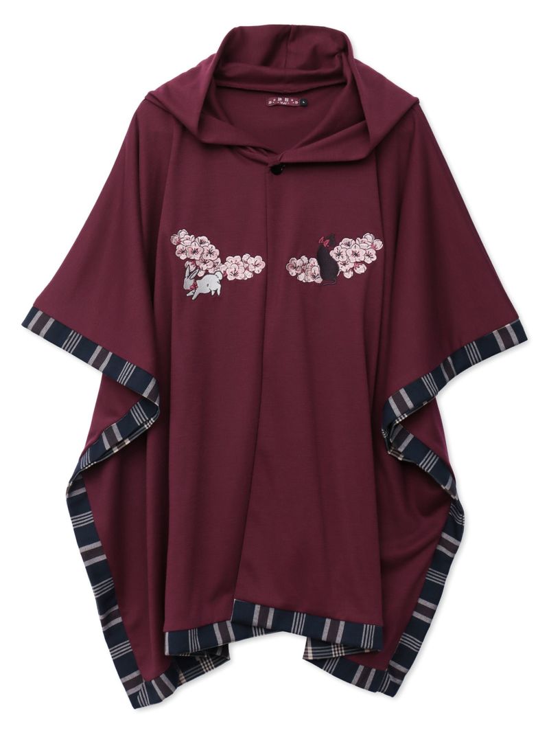 【雅結 -YuU-】“白ウサギと黒ネコ”チェック切替ポンチョパーカー