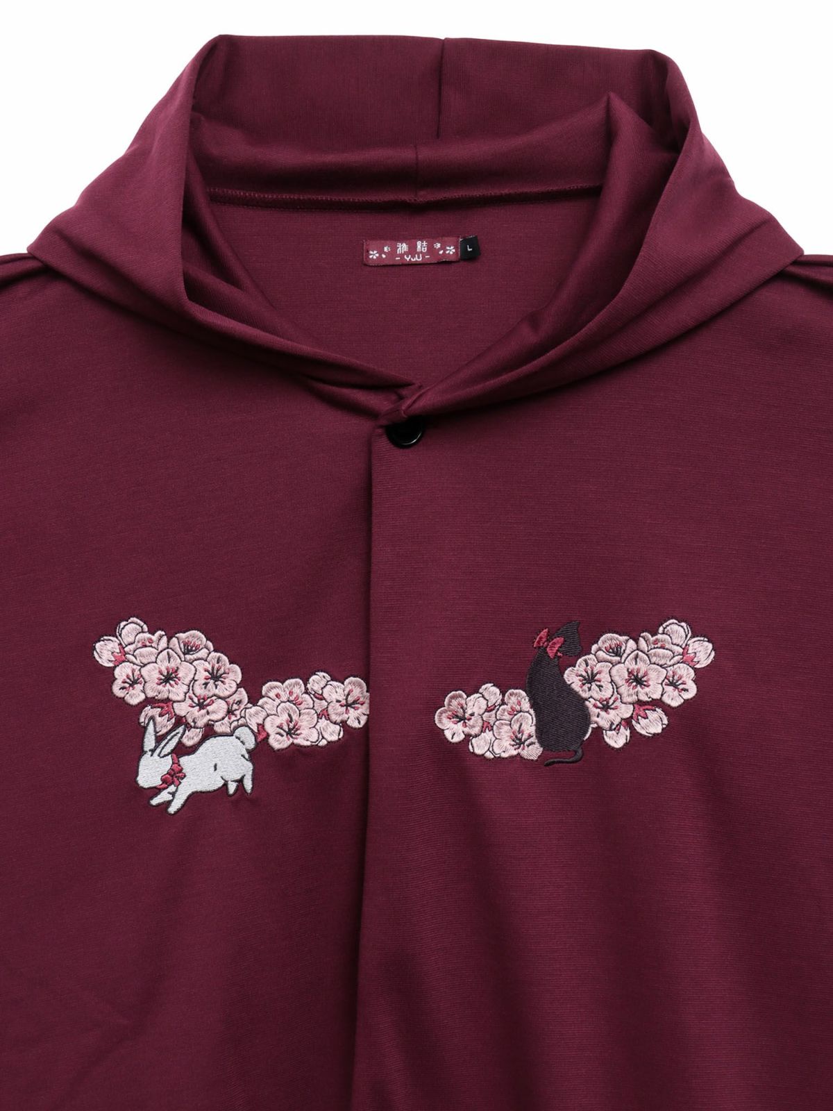 【雅結 -YuU-】“白ウサギと黒ネコ”チェック切替ポンチョパーカー