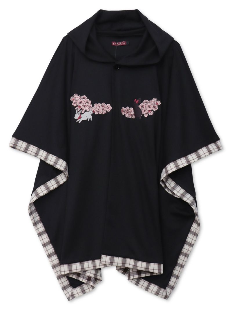 【雅結 -YuU-】“白ウサギと黒ネコ”チェック切替ポンチョパーカー