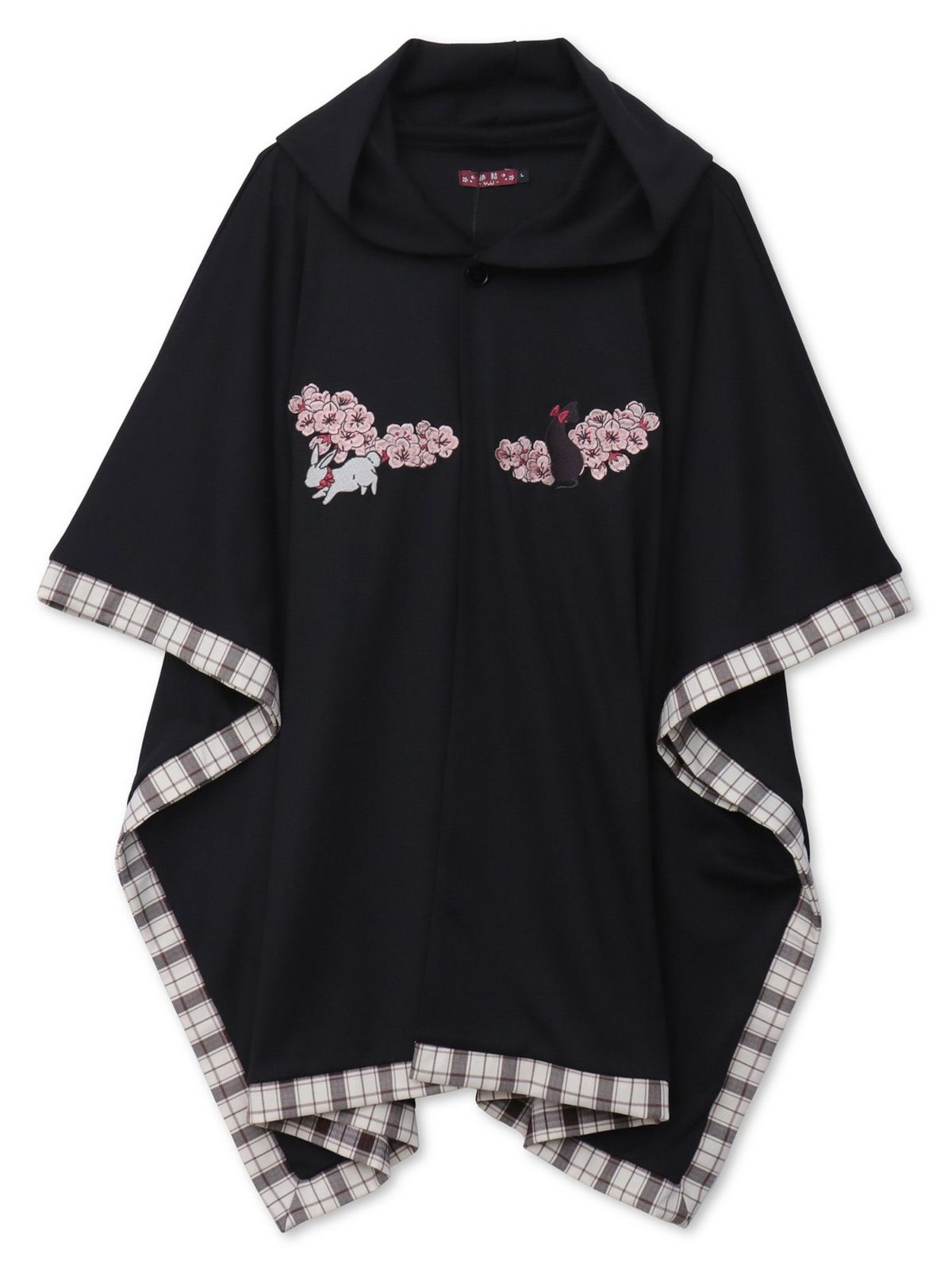 【雅結 -YuU-】“白ウサギと黒ネコ”チェック切替ポンチョパーカー
