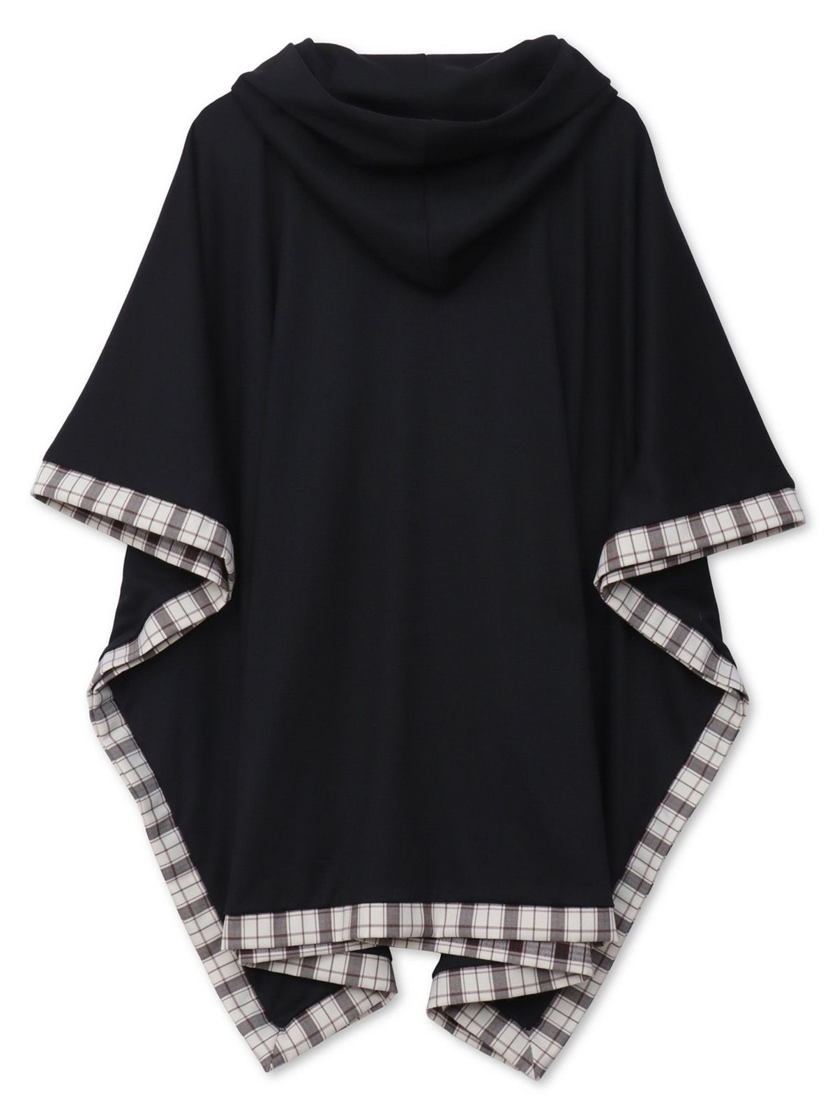 【雅結 -YuU-】“白ウサギと黒ネコ”チェック切替ポンチョパーカー