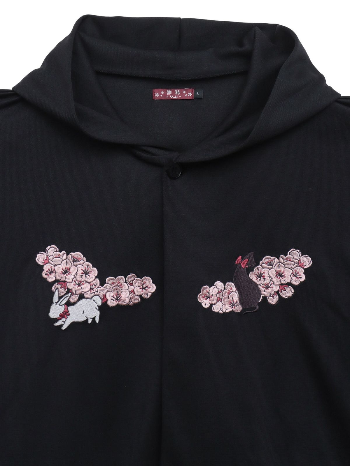 【雅結 -YuU-】“白ウサギと黒ネコ”チェック切替ポンチョパーカー