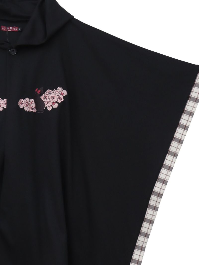 【雅結 -YuU-】“白ウサギと黒ネコ”チェック切替ポンチョパーカー