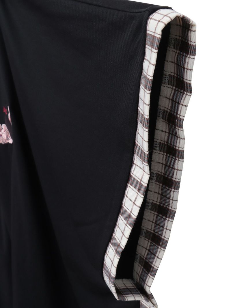 【雅結 -YuU-】“白ウサギと黒ネコ”チェック切替ポンチョパーカー