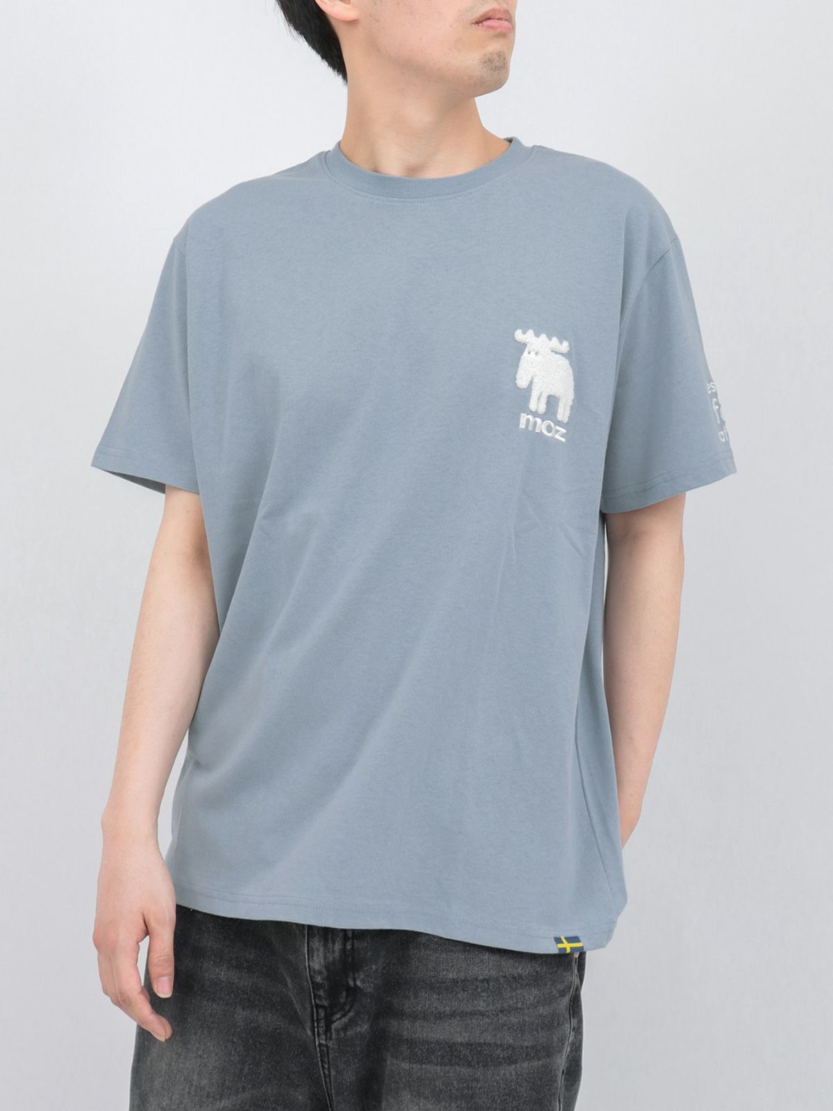 【moz】エルク ワンポイントサガラ刺繍入りTシャツ〔別注〕