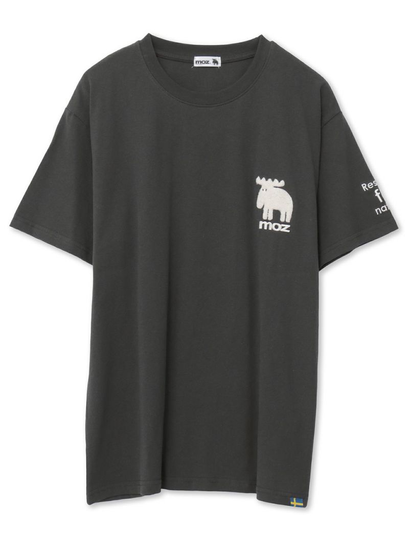 【moz】エルク ワンポイントサガラ刺繍入りTシャツ〔別注〕