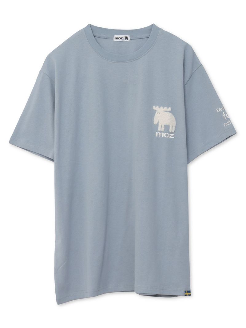 【moz】エルク ワンポイントサガラ刺繍入りTシャツ〔別注〕