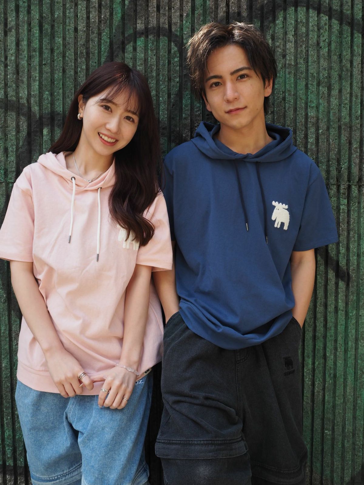 【moz】エルク ワンポイントサガラ刺繍入り半袖TEEパーカー〔別注〕