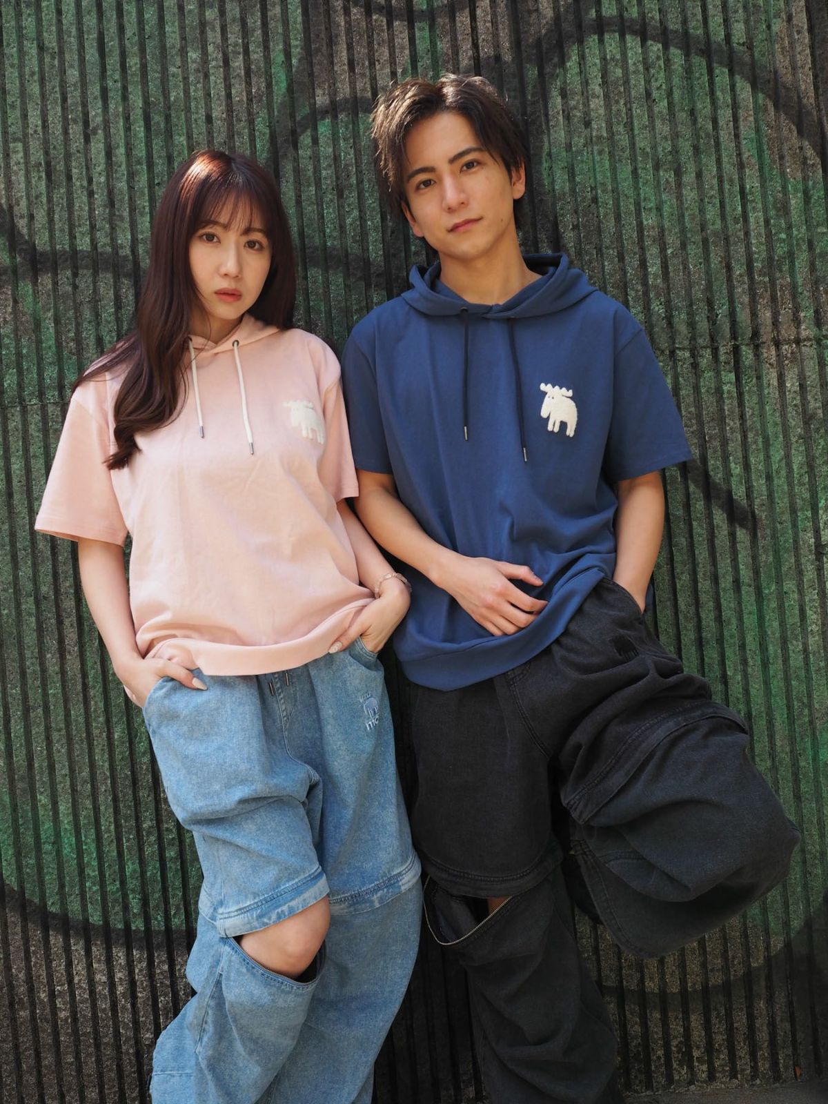 【moz】エルク ワンポイントサガラ刺繍入り半袖TEEパーカー〔別注〕