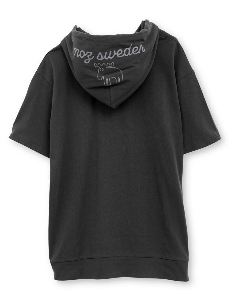 【moz】エルク ワンポイントサガラ刺繍入り半袖TEEパーカー〔別注〕