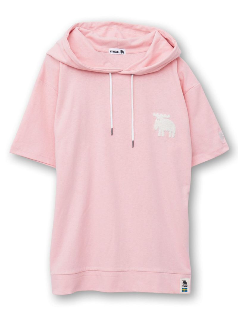 【moz】エルク ワンポイントサガラ刺繍入り半袖TEEパーカー〔別注〕