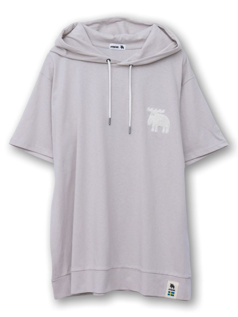 【moz】エルク ワンポイントサガラ刺繍入り半袖TEEパーカー〔別注〕