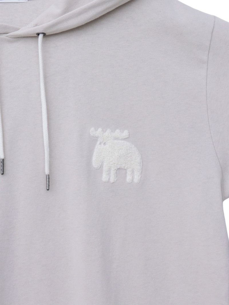 【moz】エルク ワンポイントサガラ刺繍入り半袖TEEパーカー〔別注〕