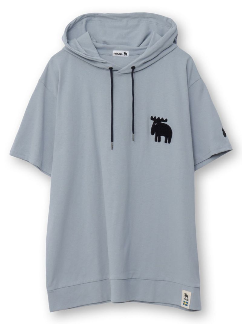 【moz】エルク ワンポイントサガラ刺繍入り半袖TEEパーカー〔別注〕
