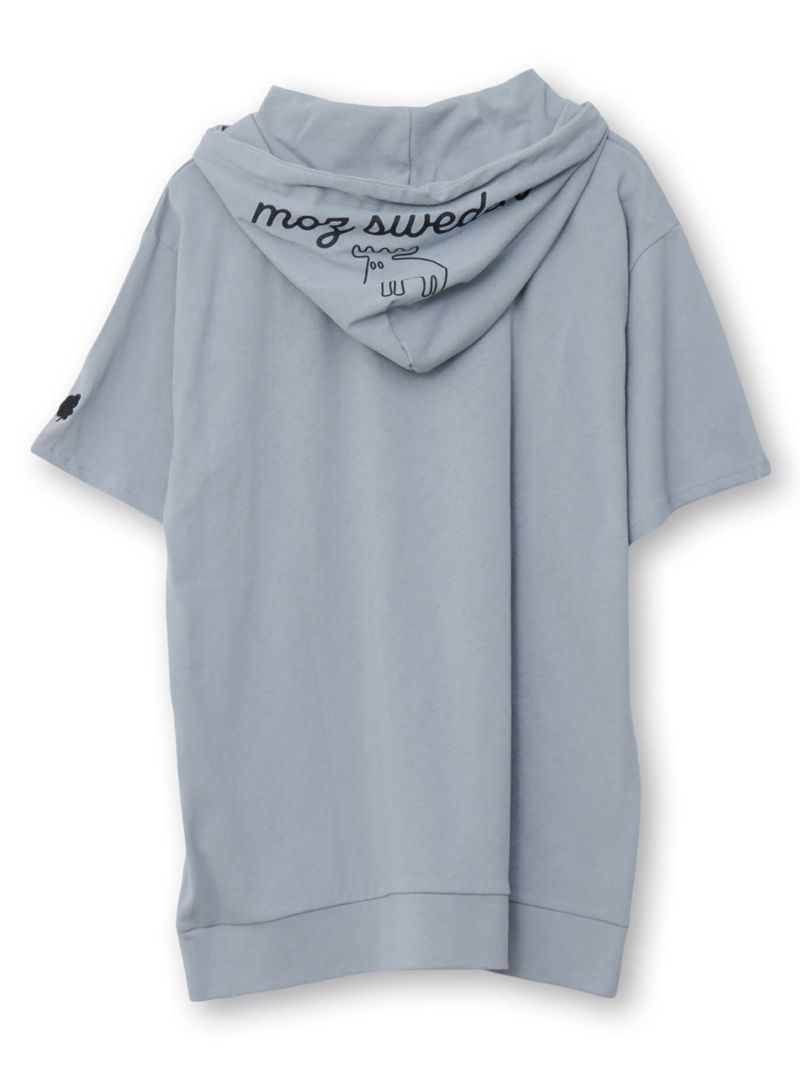 【moz】エルク ワンポイントサガラ刺繍入り半袖TEEパーカー〔別注〕