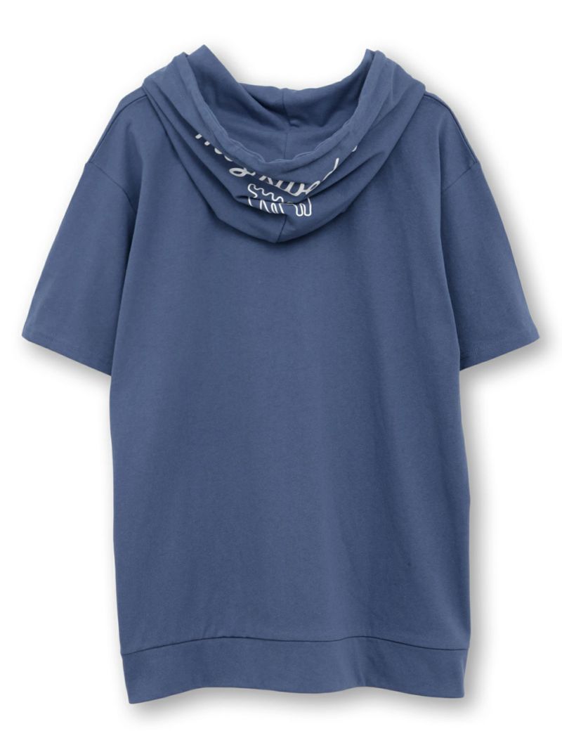 【moz】エルク ワンポイントサガラ刺繍入り半袖TEEパーカー〔別注〕