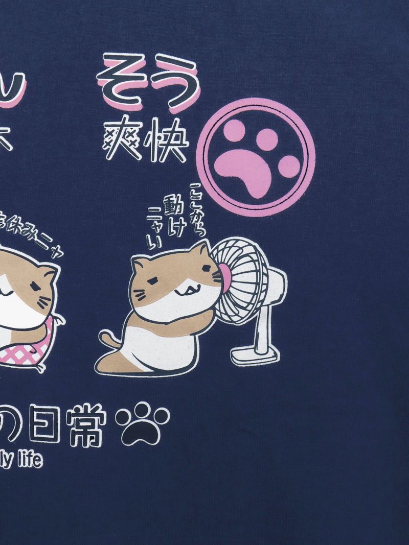 【NECOBUCHI-SAN】“ほう・れん・そう”プリント天竺Tシャツ