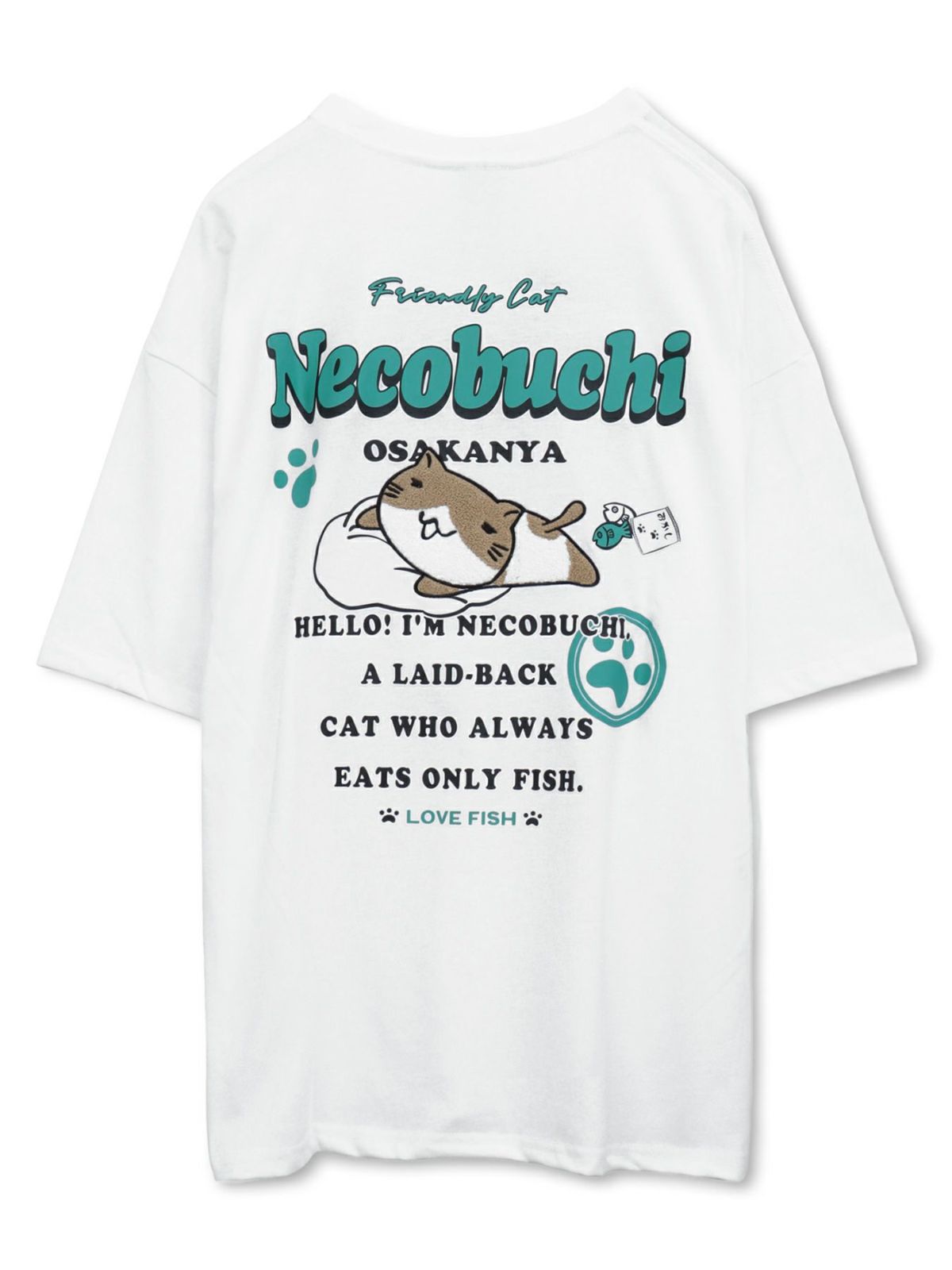 【NECOBUCHI-SAN】猫渕さんサガラ刺繍BIGシルエットTシャツ