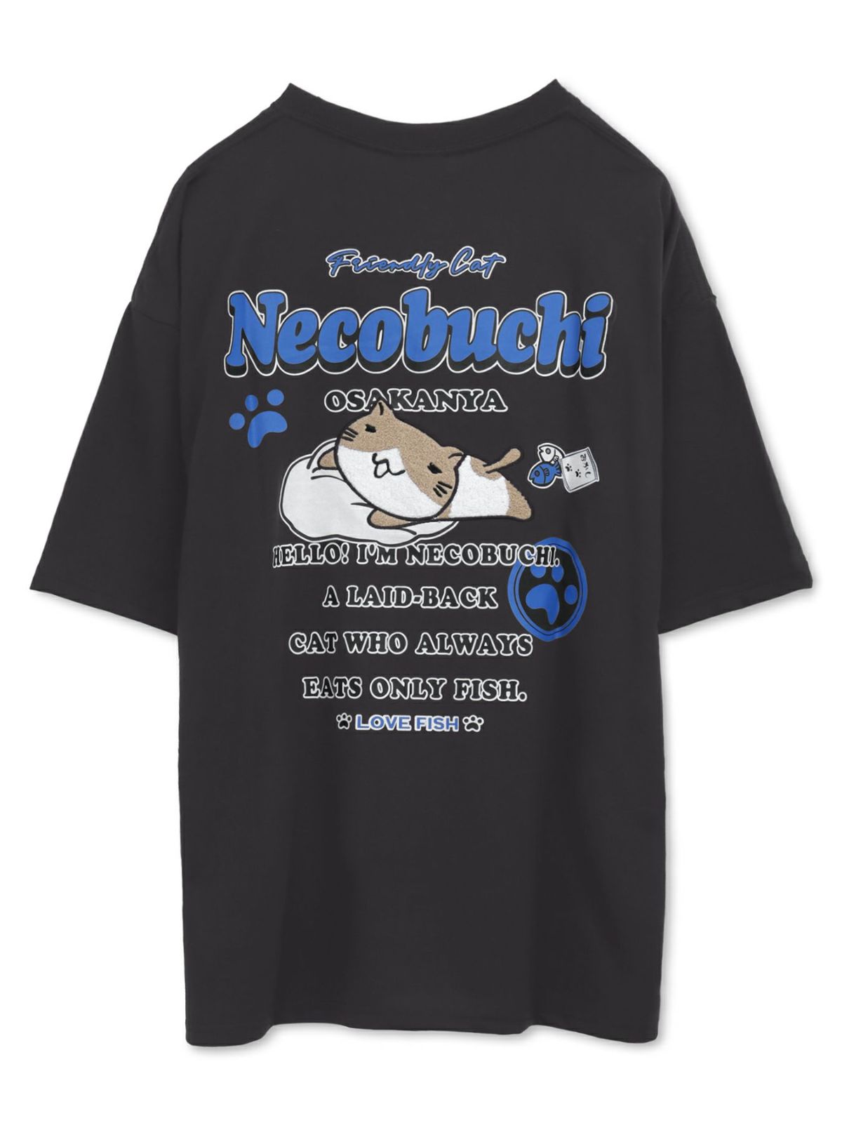 【NECOBUCHI-SAN】猫渕さんサガラ刺繍BIGシルエットTシャツ