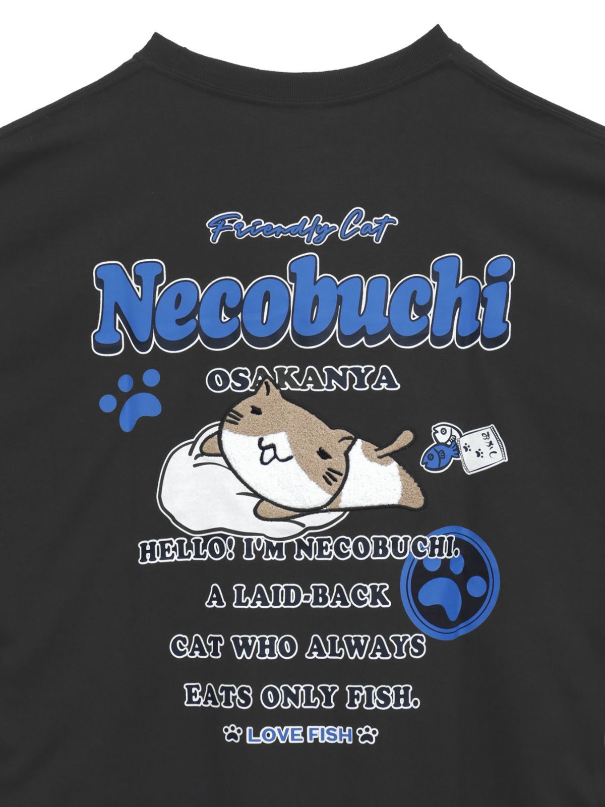 【NECOBUCHI-SAN】猫渕さんサガラ刺繍BIGシルエットTシャツ