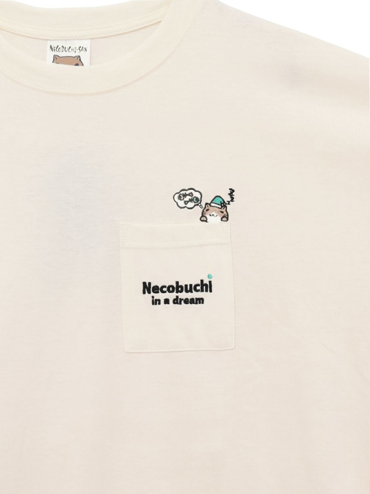 【NECOBUCHI-SAN】猫渕さん総刺繍BIGシルエット ポケット付きTシャツ
