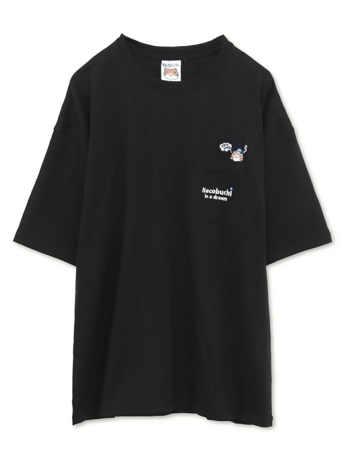 【NECOBUCHI-SAN】猫渕さん総刺繍BIGシルエット ポケット付きTシャツ