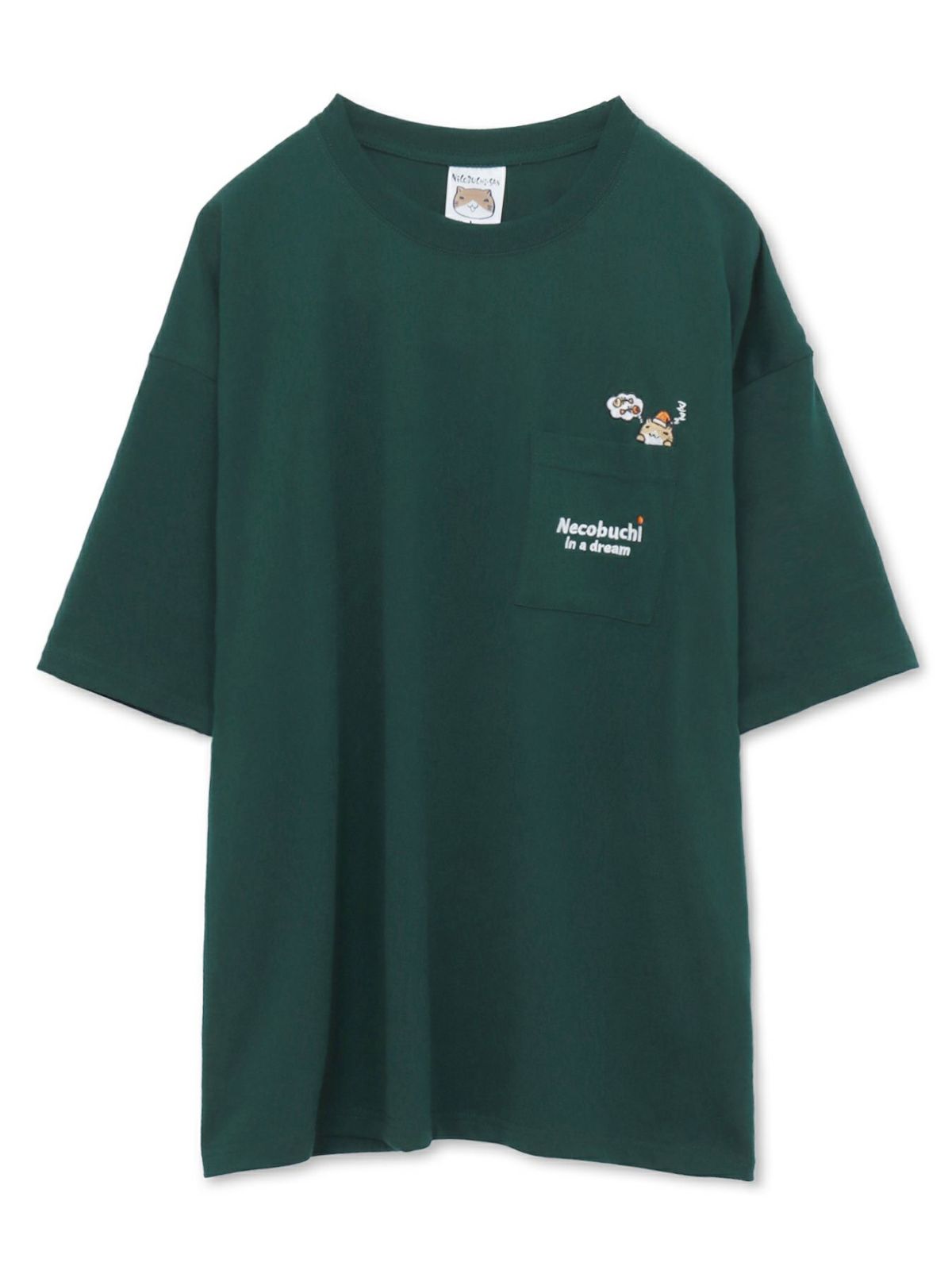 【NECOBUCHI-SAN】猫渕さん総刺繍BIGシルエット ポケット付きTシャツ