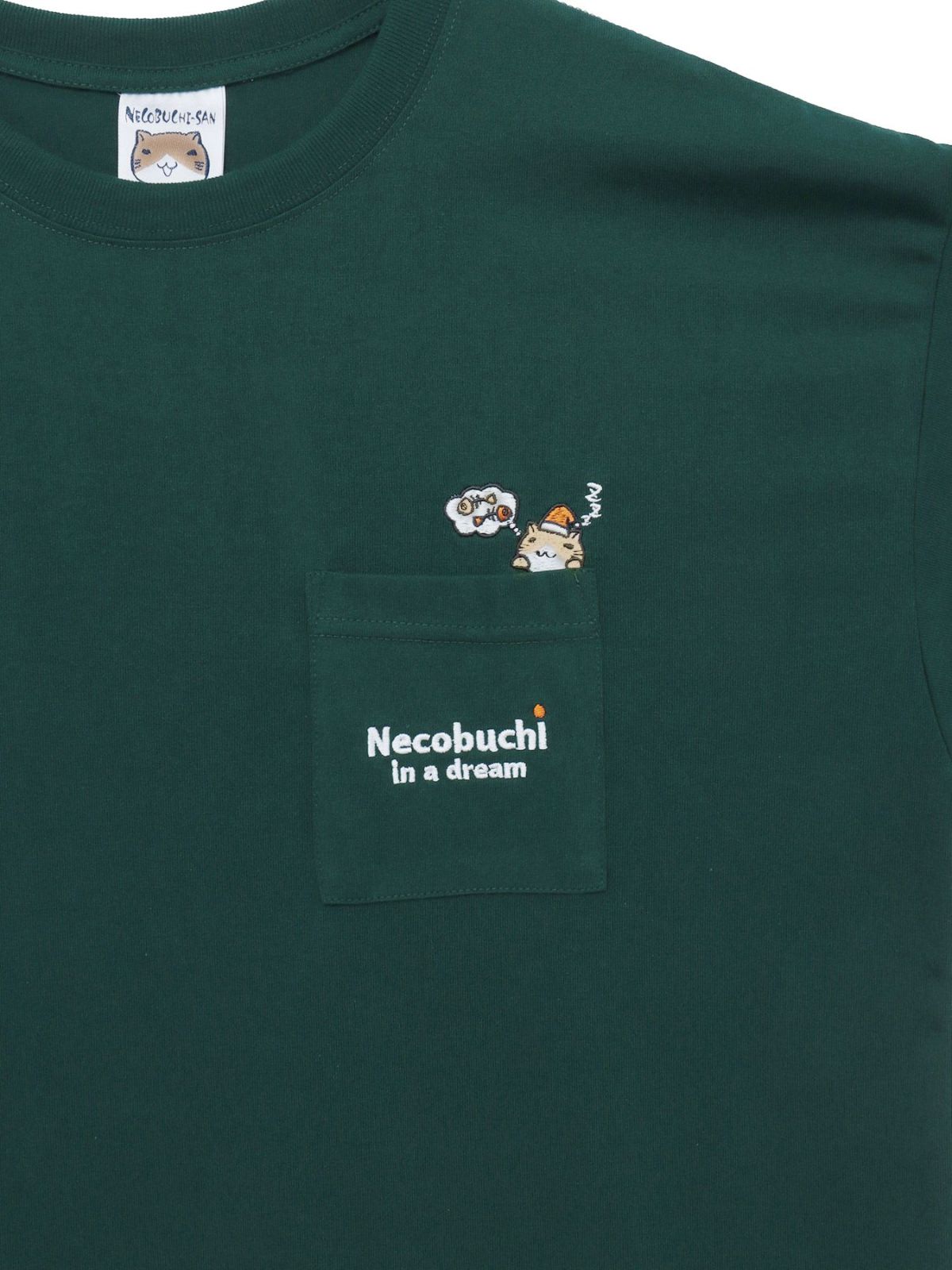 【NECOBUCHI-SAN】猫渕さん総刺繍BIGシルエット ポケット付きTシャツ