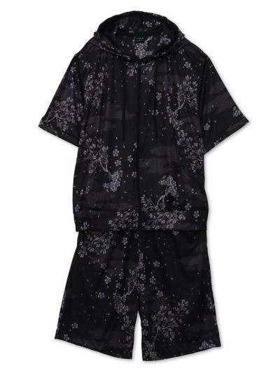 ≪25%OFF≫【和風景】<br>和柄総柄 接触冷感素材セットアップ≪返品・取寄対応不可≫
