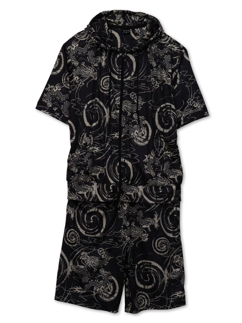 【和風景】和柄総柄 接触冷感素材セットアップ