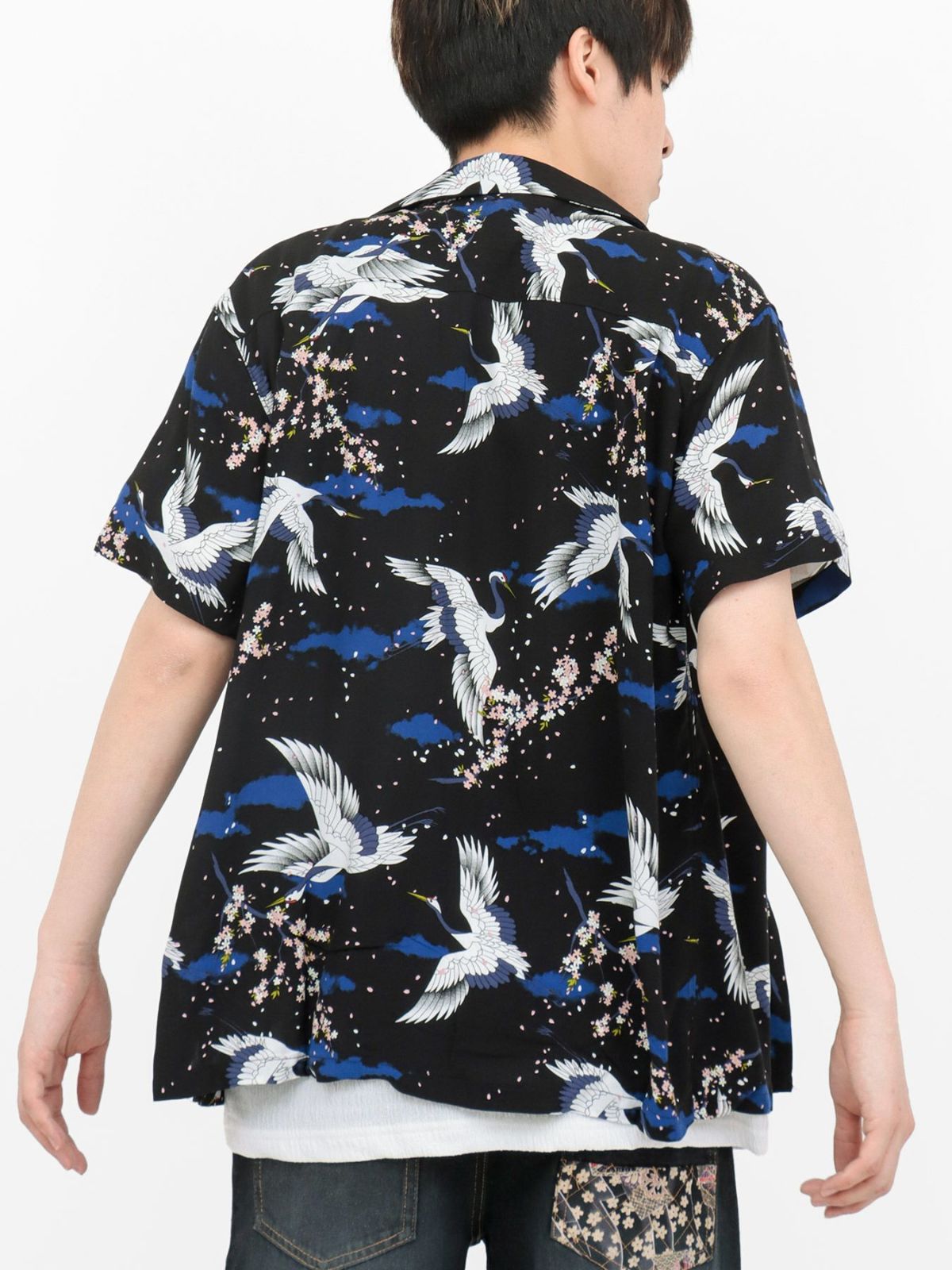 和柄プリントレーヨンアロハシャツ