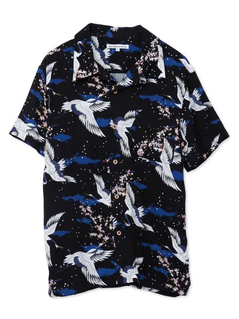 和柄プリントレーヨンアロハシャツ