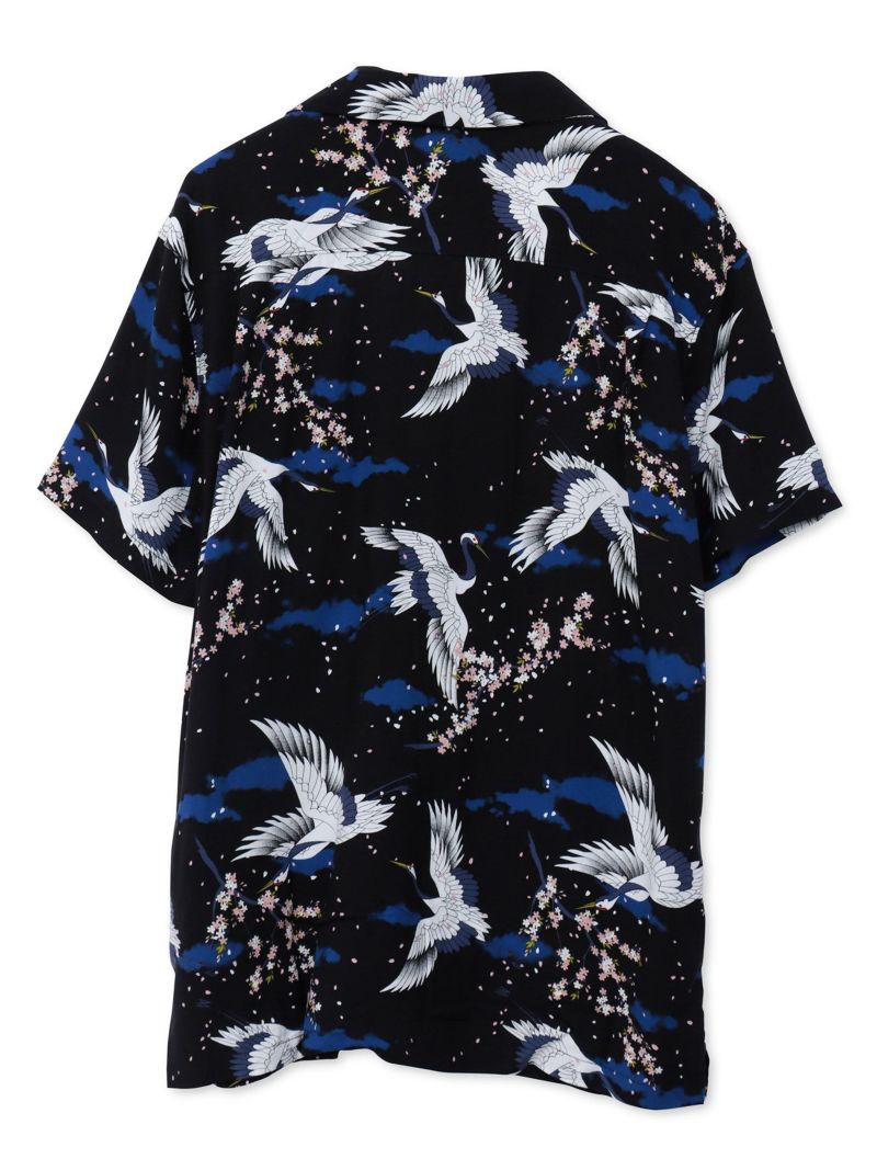 和柄プリントレーヨンアロハシャツ