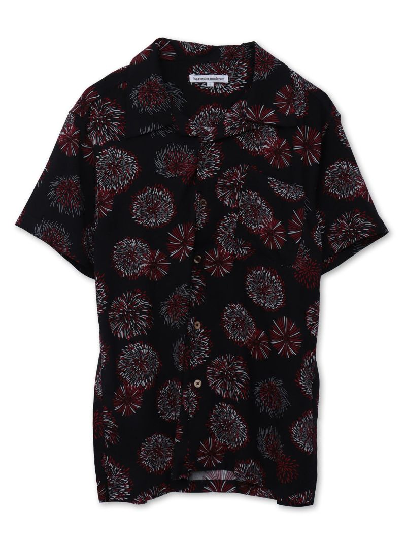 和柄プリントレーヨンアロハシャツ