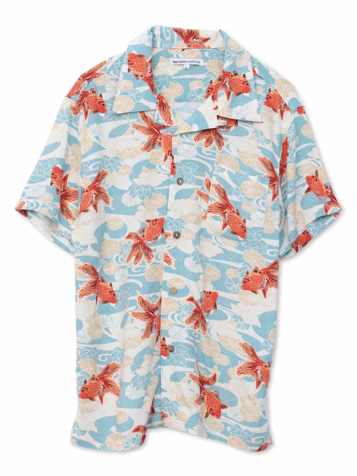 和柄プリントレーヨンアロハシャツ