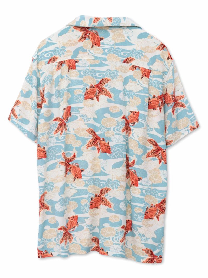 和柄プリントレーヨンアロハシャツ