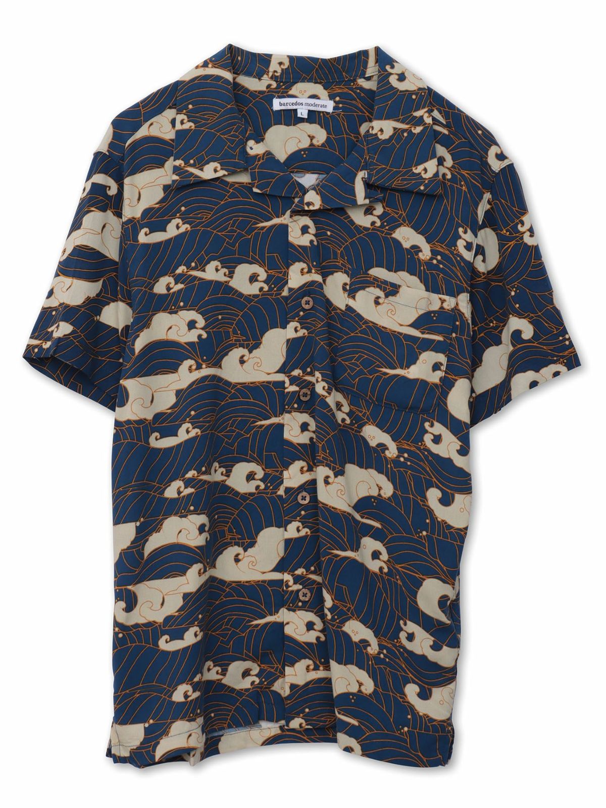 和柄プリントレーヨンアロハシャツ