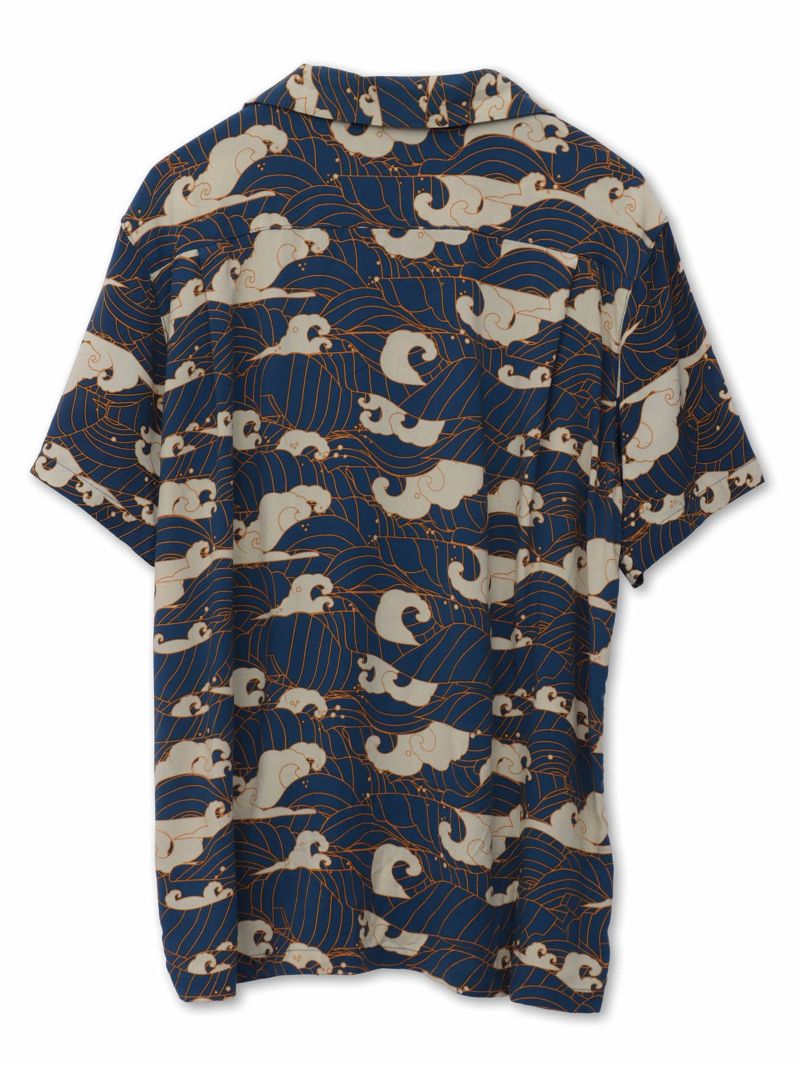 和柄プリントレーヨンアロハシャツ