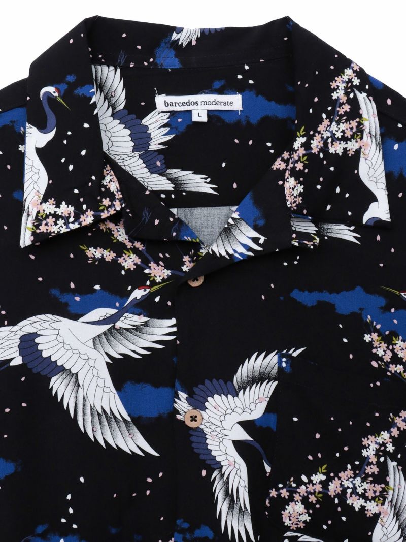 和柄プリントレーヨンアロハシャツ