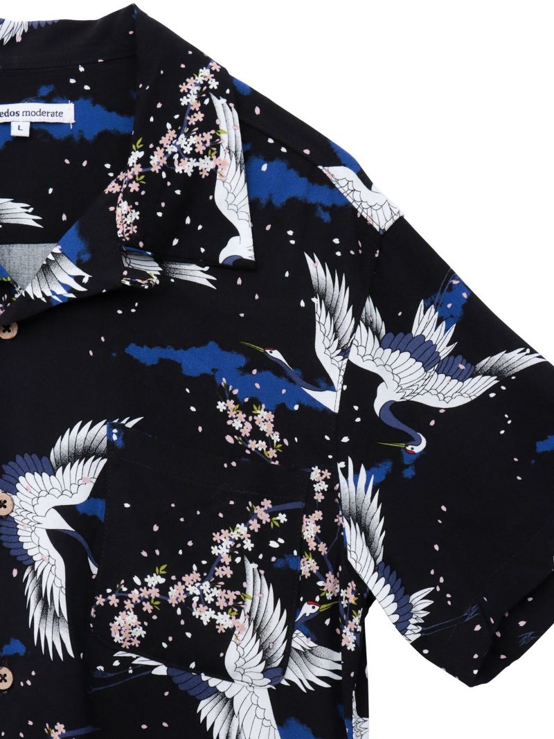 和柄プリントレーヨンアロハシャツ
