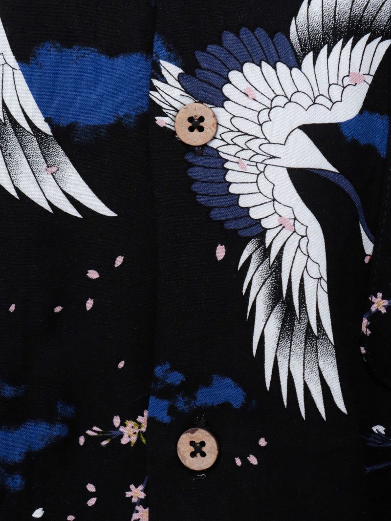 和柄プリントレーヨンアロハシャツ