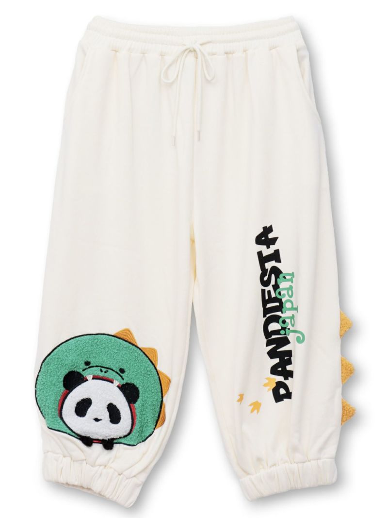 【PANDIESTA JAPAN】“ダイナソーパンダ”スウェット素材クロップドパンツ
