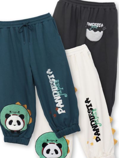 【PANDIESTA JAPAN】<br>“ダイナソーパンダ”スウェット素材クロップドパンツ